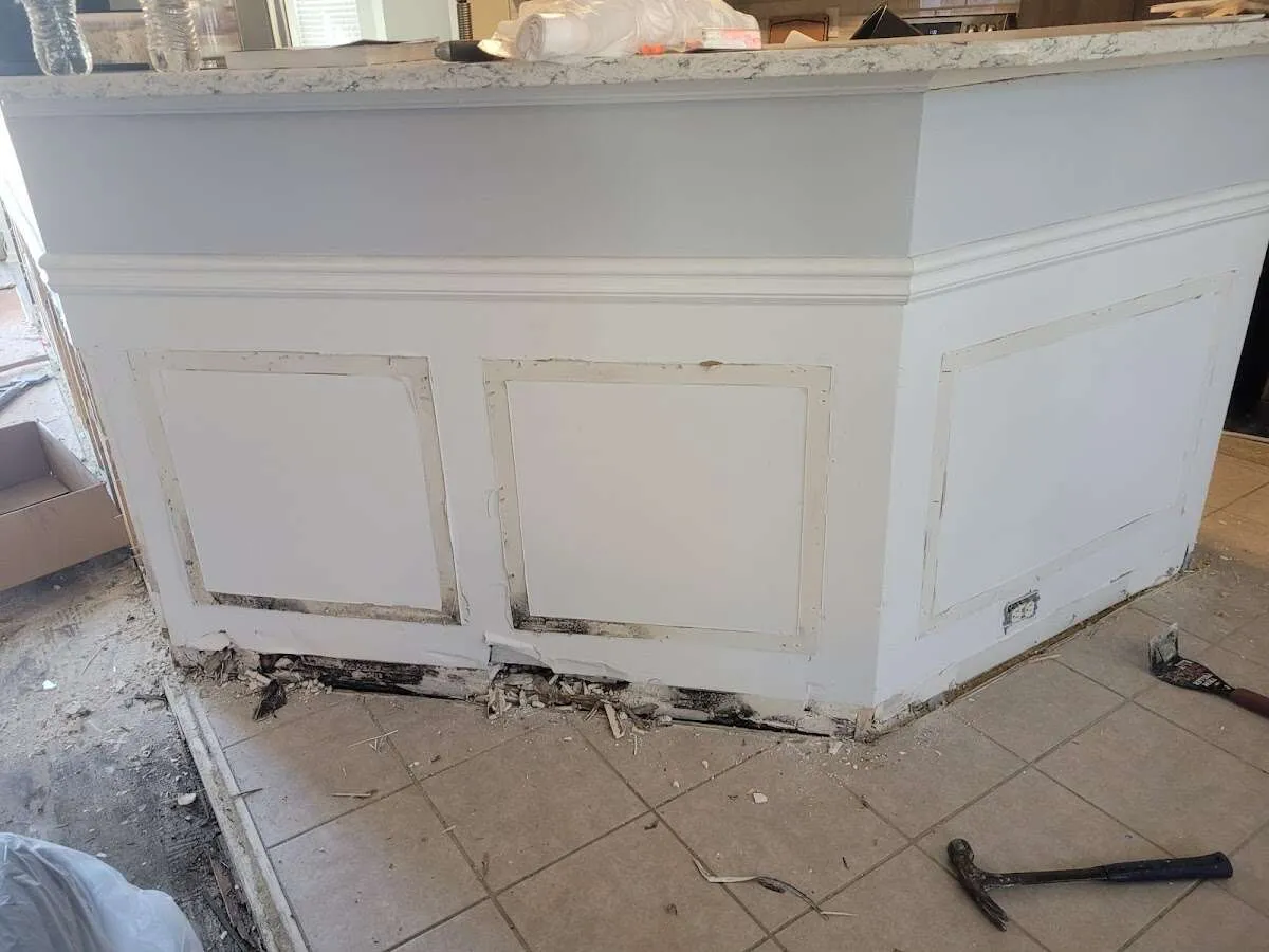 Water damage and mold on kitchen during Storm Damage Restoration in Rensselaer